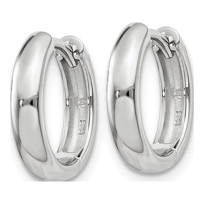 14K White Gold 10mm Round Huggie Hoop Earrings – view 2
