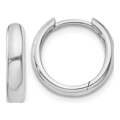 14K White Gold 10mm Round Huggie Hoop Earrings