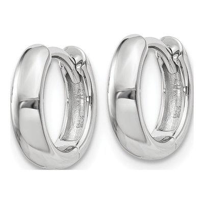 14K White Gold 8mm Huggie Hoop Earrings – view 3