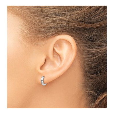 14K White Gold 8mm Huggie Hoop Earrings – view 4