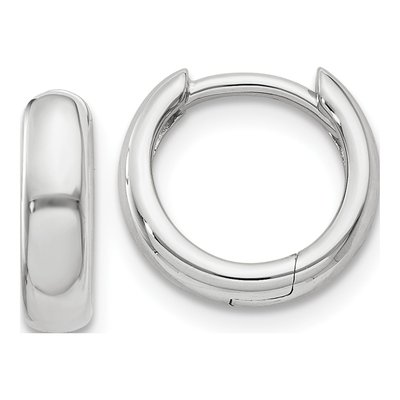 14K White Gold 8mm Huggie Hoop Earrings