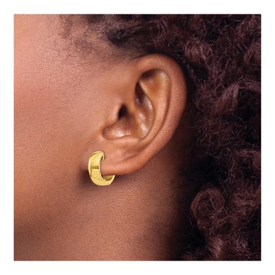 14K Yellow Gold 12mm Huggie Hoop Earrings – view 4