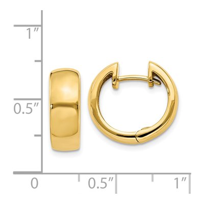 14K Yellow Gold 12mm Huggie Hoop Earrings – view 5