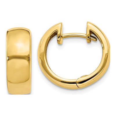 14K Yellow Gold 12mm Huggie Hoop Earrings