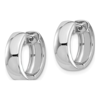 14K White Gold 12mm Round Huggie Hoop Earrings – view 3
