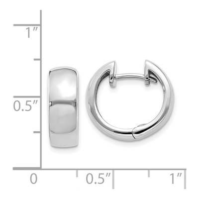 14K White Gold 12mm Round Huggie Hoop Earrings – view 5