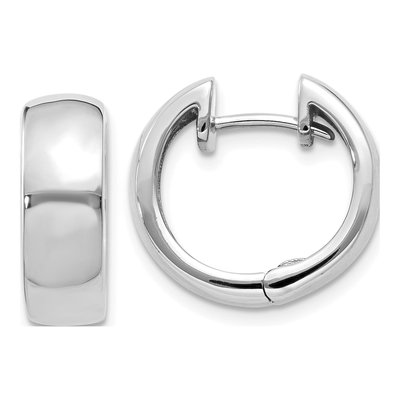 14K White Gold 12mm Round Huggie Hoop Earrings