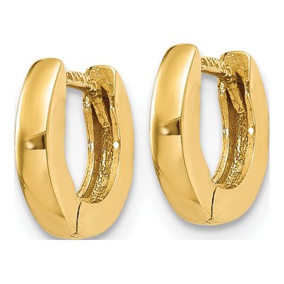 14K Yellow Gold 9.5mm Huggie Hoop Earrings – view 3