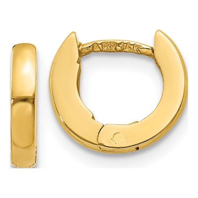 14K Yellow Gold 9.5mm Huggie Hoop Earrings