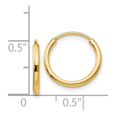 14K Yellow Gold 14mm Endless Tube Hoop Earrings – view 5