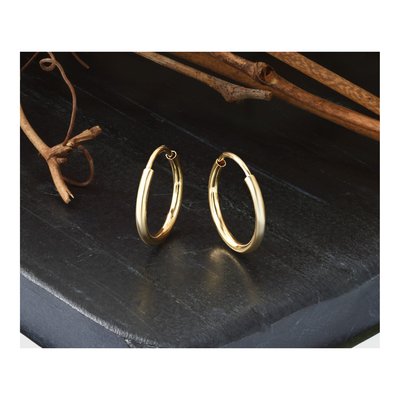 14K Yellow Gold 14mm Endless Tube Hoop Earrings – view 6