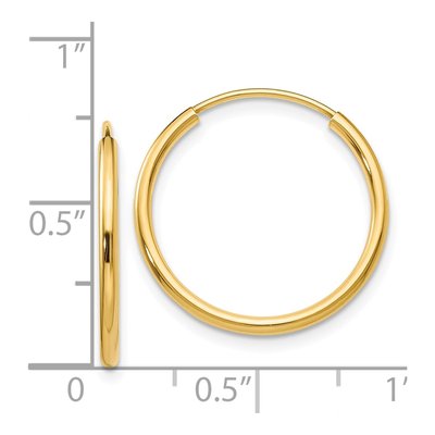 14K Yellow Gold 18mm Endless Tube Hoop Earrings – view 5