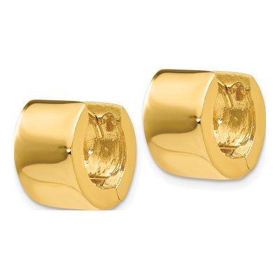 14K Yellow Gold 10mm Round Huggie Hoop Earrings – view 3