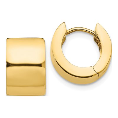 14K Yellow Gold 10mm Round Huggie Hoop Earrings