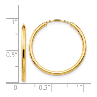 14K Yellow Gold 20mm Endless Tube Hoop Earrings – view 5
