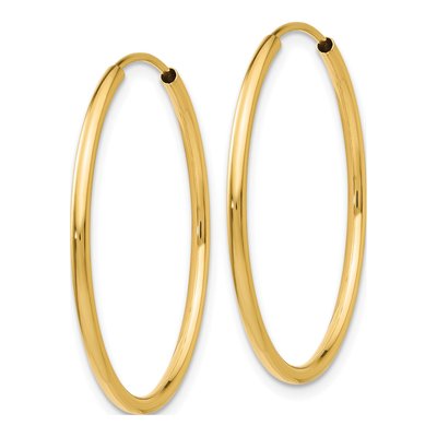 14K Yellow Gold 25mm Endless Tube Hoop Earrings – view 3