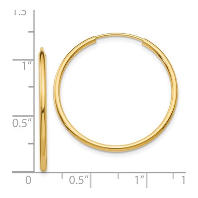 14K Yellow Gold 25mm Endless Tube Hoop Earrings – view 5