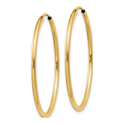 14K Yellow Gold 30mm Endless Tube Hoop Earrings – view 3