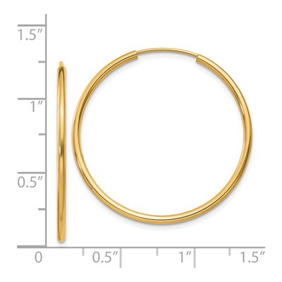 14K Yellow Gold 30mm Endless Tube Hoop Earrings – view 5