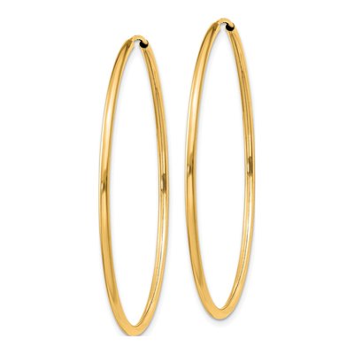 14K Yellow Gold 40mm Endless Tube Hoop Earrings – view 3