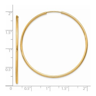 14K Yellow Gold 45mm Endless Tube Hoop Earrings – view 5