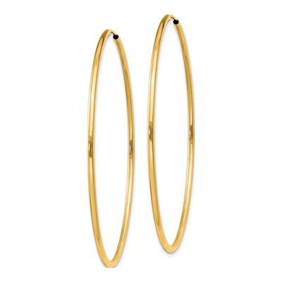 14K Yellow Gold 50mm Endless Tube Hoop Earrings – view 3