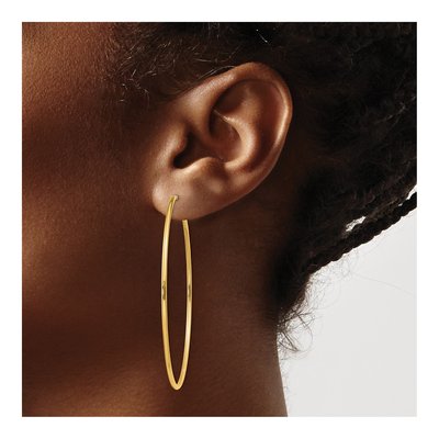 14K Yellow Gold 55mm Endless Tube Hoop Earrings – view 4