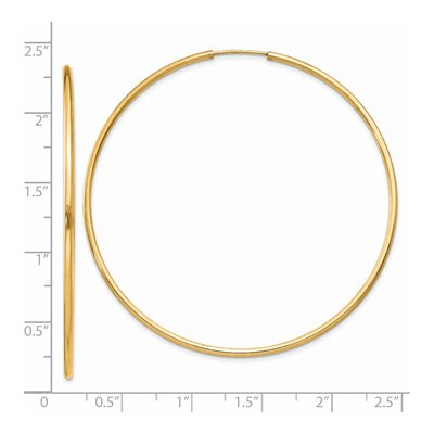 14K Yellow Gold 55mm Endless Tube Hoop Earrings – view 5