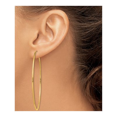 14K Yellow Gold 65mm Endless Tube Hoop Earrings – view 3