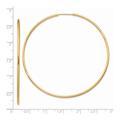 14K Yellow Gold 65mm Endless Tube Hoop Earrings – view 4