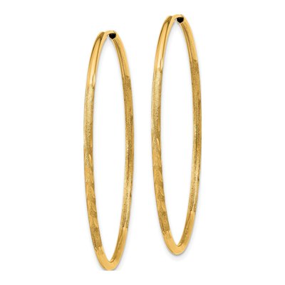 14K Yellow Gold 40mm Diamond-Cut Endless Hoop Earrings – view 3