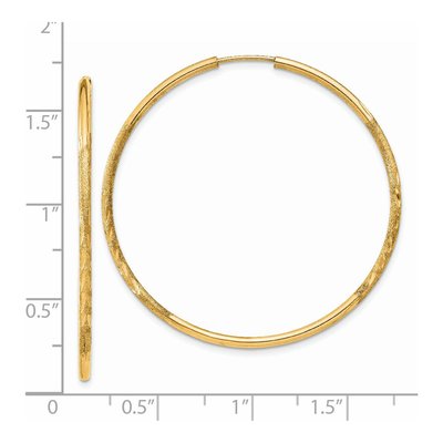 14K Yellow Gold 40mm Diamond-Cut Endless Hoop Earrings – view 5