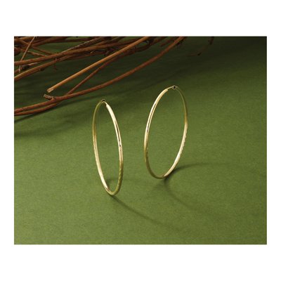 14K Yellow Gold 40mm Diamond-Cut Endless Hoop Earrings – view 6