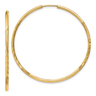 14K Yellow Gold 40mm Diamond-Cut Endless Hoop Earrings