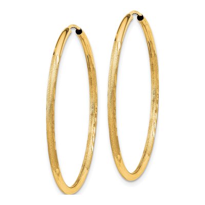 14K Yellow Gold 30mm Diamond-Cut Endless Hoop Earrings – view 3