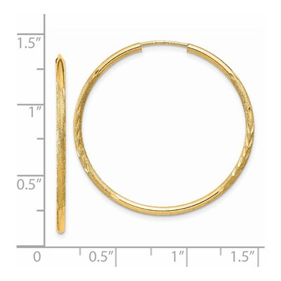 14K Yellow Gold 30mm Diamond-Cut Endless Hoop Earrings – view 5
