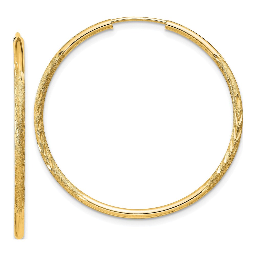 14K Yellow Gold Diamond-Cut Endless Hoop Earrings