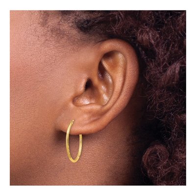 14K Yellow Gold 20mm Diamond-Cut Endless Hoop Earrings – view 4