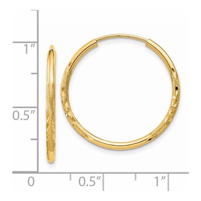 14K Yellow Gold 20mm Diamond-Cut Endless Hoop Earrings – view 5