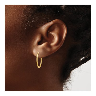 14K Yellow Gold 18mm Diamond-Cut Endless Hoop Earrings – view 4