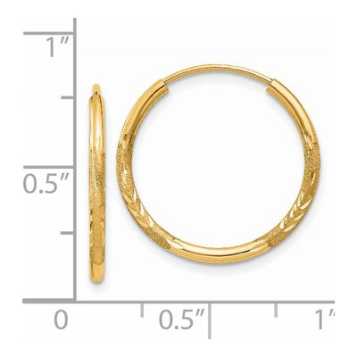 14K Yellow Gold 18mm Diamond-Cut Endless Hoop Earrings – view 5