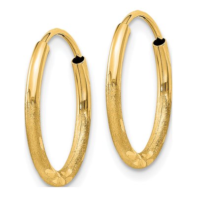 14K Yellow Gold 16mm Diamond-Cut Hoop Earrings – view 3