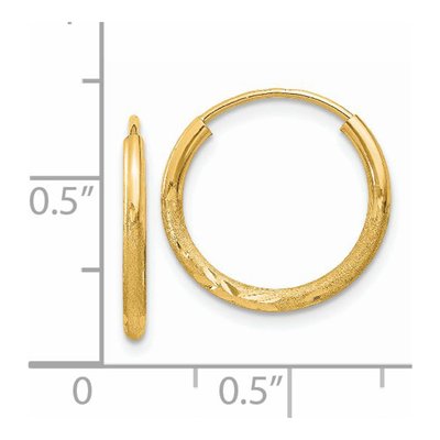 14K Yellow Gold 16mm Diamond-Cut Hoop Earrings – view 5