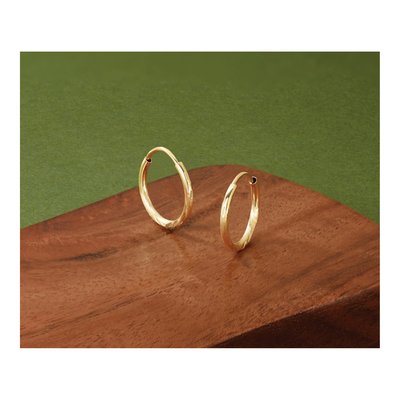 14K Yellow Gold 14mm Diamond-Cut Endless Hoop Earrings – view 6