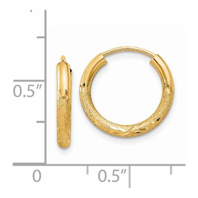 14K Yellow Gold 14mm Diamond-Cut Endless Hoop Earrings – view 5