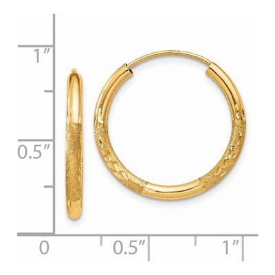 14K Yellow Gold 20mm Diamond-Cut Endless Hoop Earrings – view 5