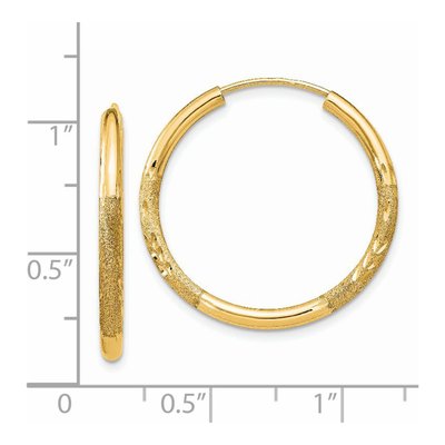 14K Yellow Gold 25mm Diamond-Cut Endless Hoop Earrings – view 5
