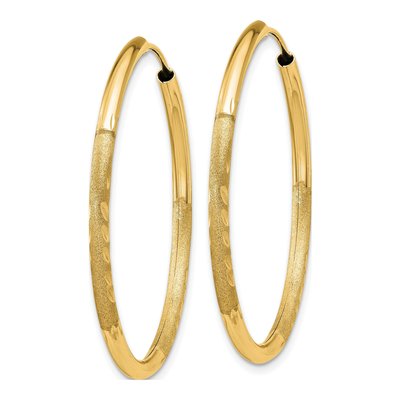 14K Yellow Gold 30mm Diamond-Cut Endless Hoop Earrings – view 3