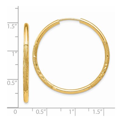 14K Yellow Gold 30mm Diamond-Cut Endless Hoop Earrings – view 5