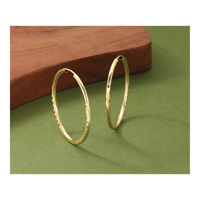 14K Yellow Gold 30mm Diamond-Cut Endless Hoop Earrings – view 6